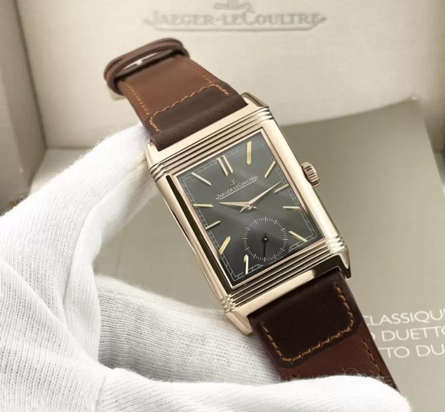 리베르소 클래식 라지 듀오페이스 스몰 세컨드 블랙 다이얼 레더 스트랩 / MG Q396245J / 49mm / 49mmx29mm , 클론 854A/2 수동 와인딩 무브먼트