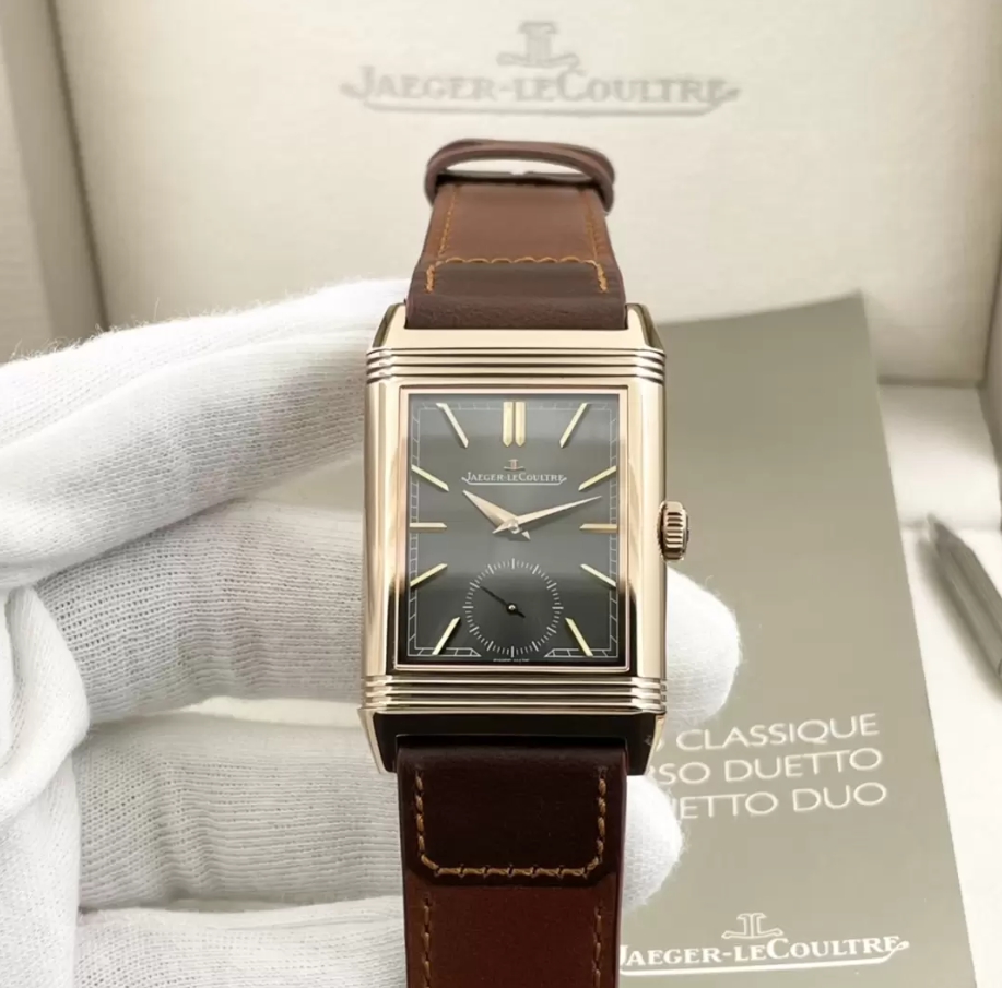 리베르소 클래식 라지 듀오페이스 스몰 세컨드 블랙 다이얼 레더 스트랩 / MG Q396245J / 49mm / 49mmx29mm , 클론 854A/2 수동 와인딩 무브먼트