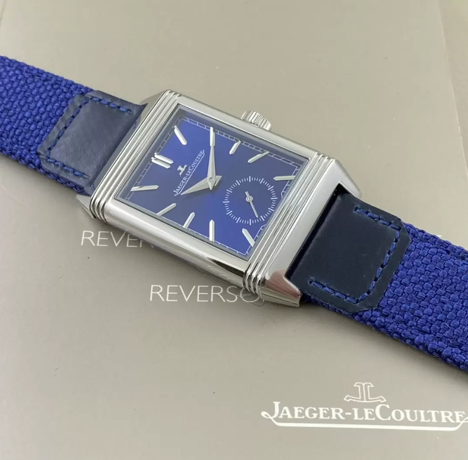 리베르소 Tribute Monoface Small Seconds 블루 다이얼 브레이디드/가죽 스트랩 / MG Q397848J / 46mm / 46mmx28mm/아시아 수동 와인딩 무브먼트
