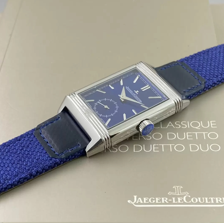 리베르소 Tribute Monoface Small Seconds 블루 다이얼 브레이디드/가죽 스트랩 / MG Q397848J / 46mm / 46mmx28mm/아시아 수동 와인딩 무브먼트