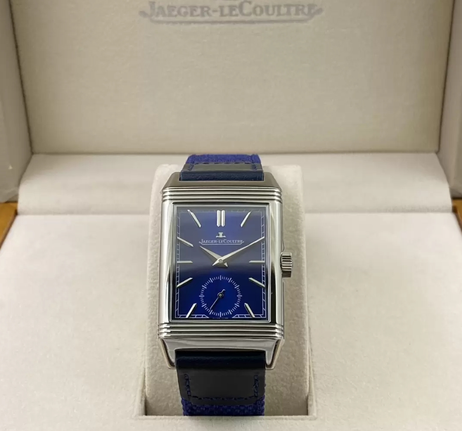 리베르소 Tribute Monoface Small Seconds 블루 다이얼 브레이디드/가죽 스트랩 / MG Q397848J / 46mm / 46mmx28mm/아시아 수동 와인딩 무브먼트
