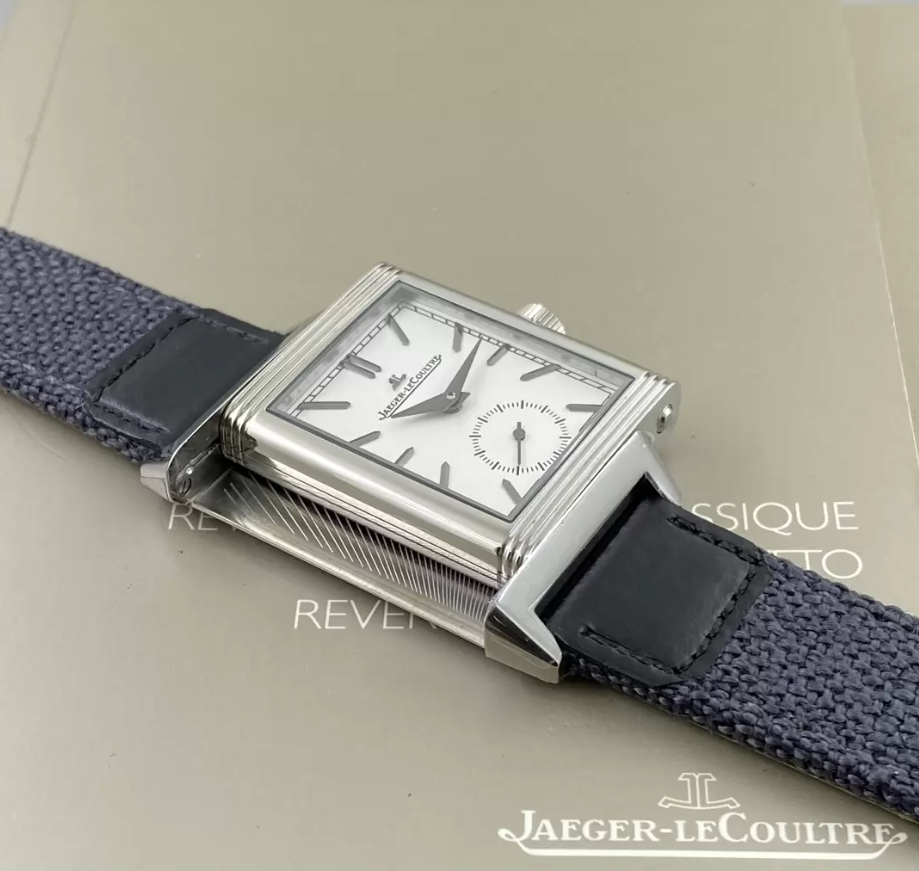 리베르소 Tribute Monoface Small Seconds 화이트 다이얼 브레이디드/레더 스트랩 / MG Q713842J / 46mm / 46mmx28mm/아시아 수동 와인딩 무브먼트