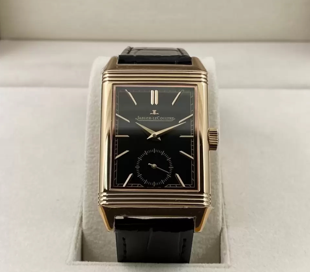 리베르소 Tribute Monoface Small Seconds 블랙 다이얼 레더 스트랩 / MG Q713256J / 46mm / 46mmx28mm/아시아 수동 와인딩 무브먼트