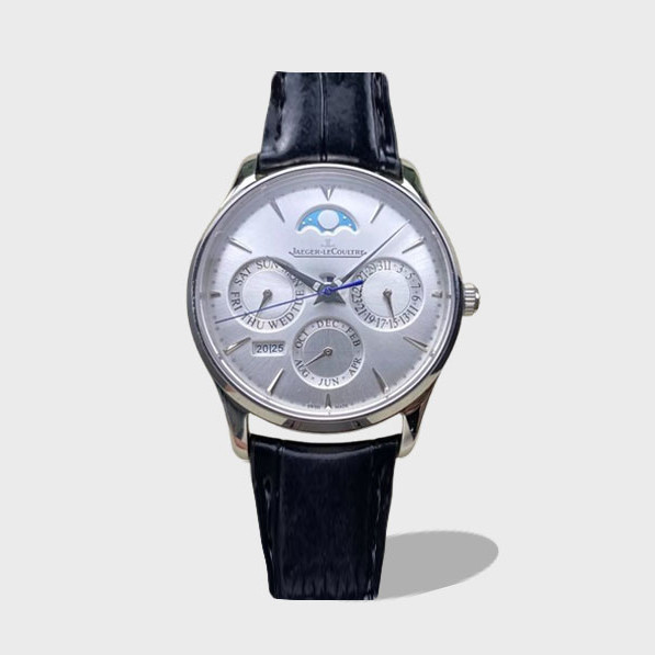 마스터 울트라씬 퍼페츄얼 캘린더 실버 다이얼 레더 스트랩 / GR Q130842J / 39mm / MIYOTA 9015 자동 무브먼트 /39mm x 10.8mm