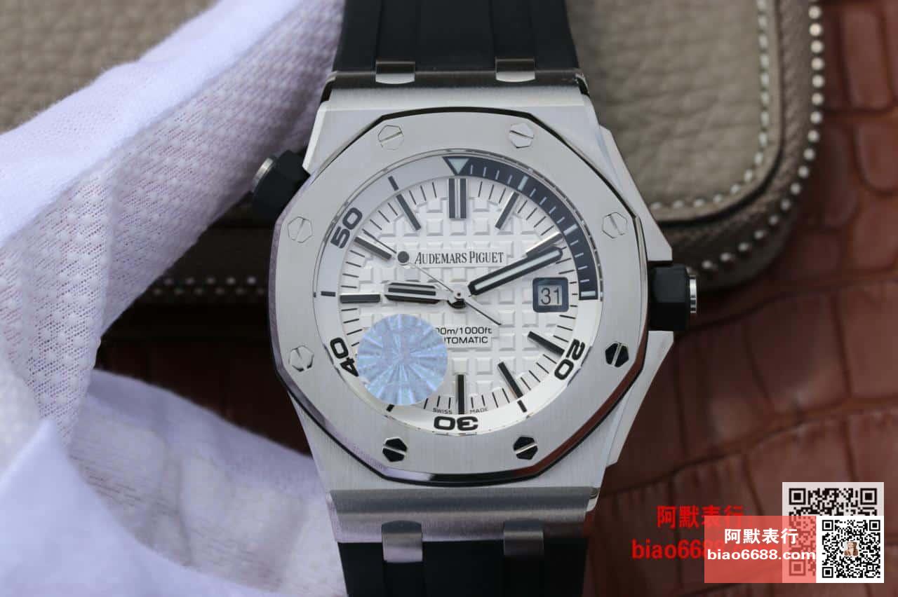 로얄오크 오프쇼어 다이버 화이트다이얼 러버밴드 / JF 15710 / 42mm / cal.3120 무브먼트로 업그레이드!