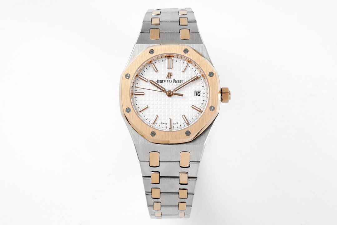 로얄오크 레이디 로즈골드 콤비 화이트다이얼 / BF 77351ST / 34mm / cal.5800 무브먼트로 업그레이드!