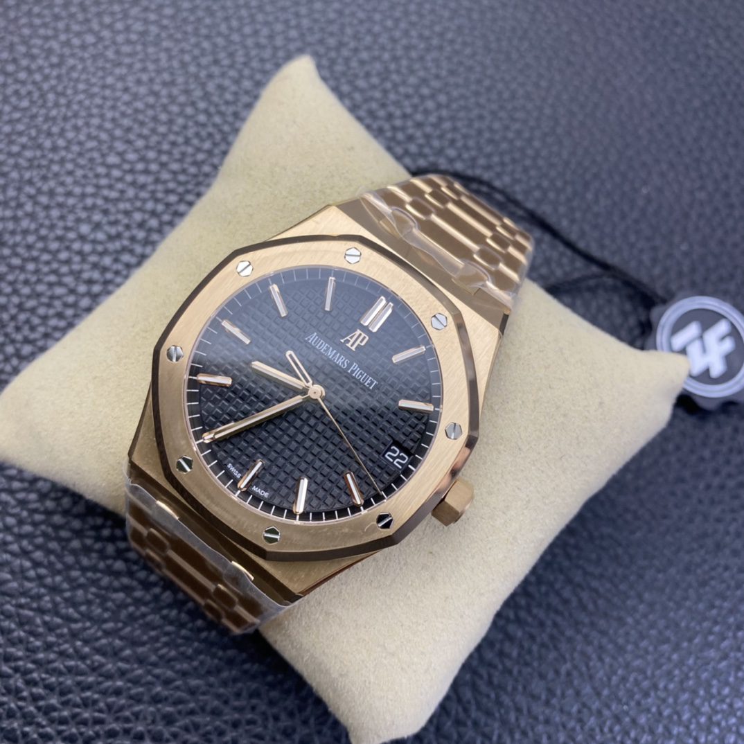 로얄오크 플라잉 로즈골드 블랙다이얼 15500 / ZF 15500OR / 41mm / cal.4302 무브먼트로 업그레이드! 41mm*10.5mm