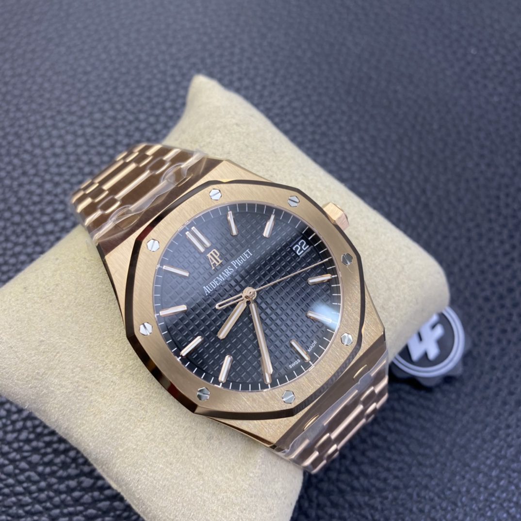 로얄오크 플라잉 로즈골드 블랙다이얼 15500 / ZF 15500OR / 41mm / cal.4302 무브먼트로 업그레이드! 41mm*10.5mm