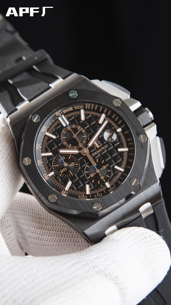 로얄오크 오프쇼어 블랙/골드 다이얼 러버밴드 / APF 26405CE / 44mm / cal.3126 무브먼트로 업그레이드!