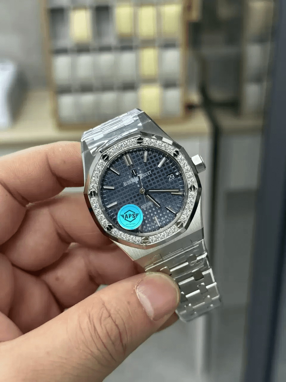 로얄오크 청판 다이얼 다이아베젤 / APS 15451 / 37MM / 두께 9.8mm, 3120 무브먼트