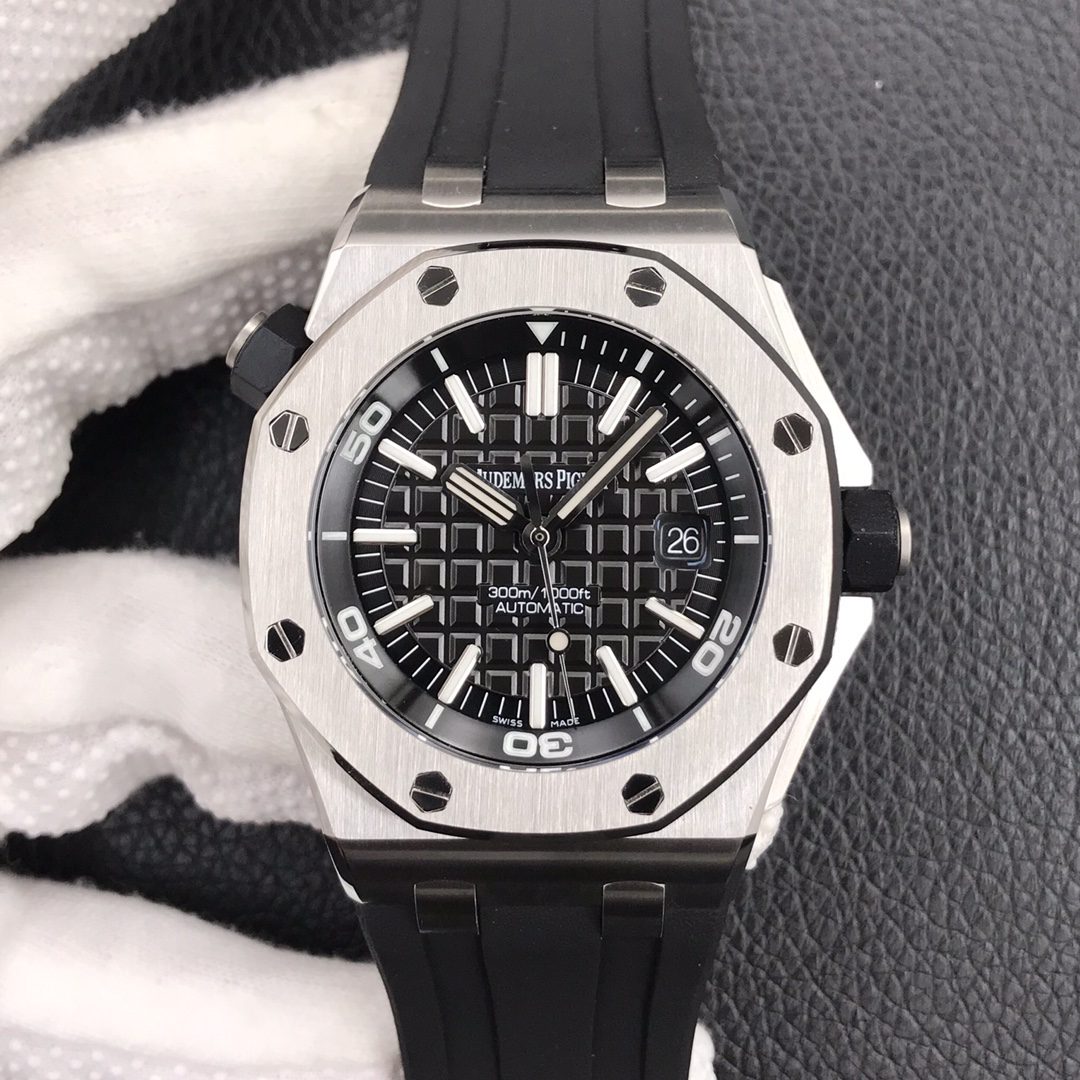 로얄오크 오프쇼어 블랙다이얼 다이버 러버밴드 / JF 15703ST / 42mm / cal.2824 무브먼트로 업그레이드!