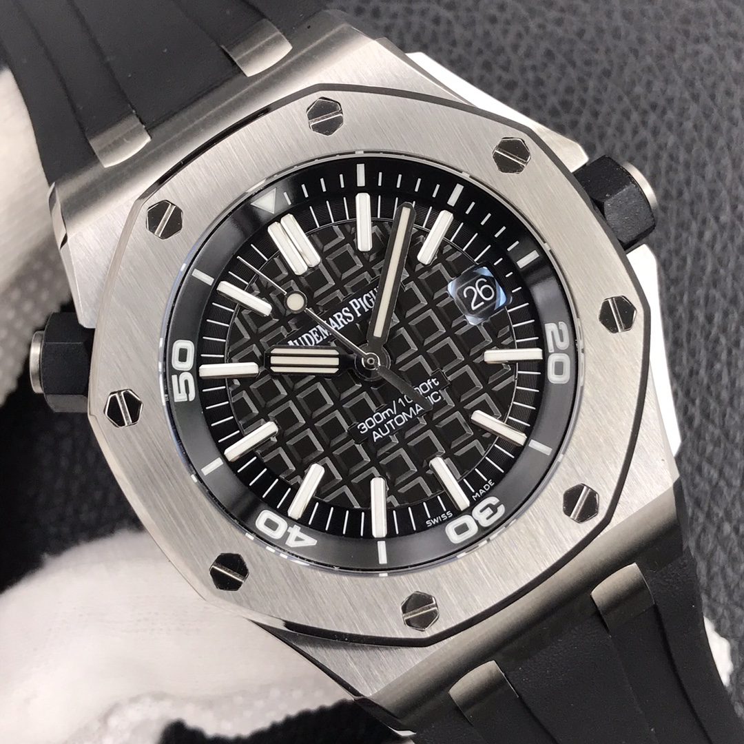 로얄오크 오프쇼어 블랙다이얼 다이버 러버밴드 / JF 15703ST / 42mm / cal.2824 무브먼트로 업그레이드!