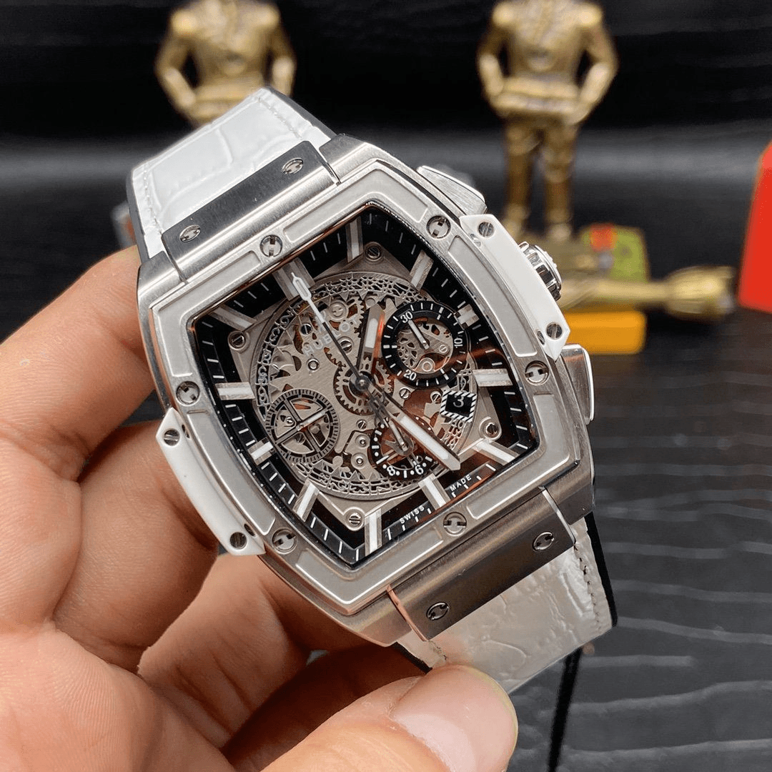 스피릿 오브 빅뱅 크로노그래프 티타늄 화이트 가죽 스트랩 / NH 601.HX.0173.LR / 42mm / 맞춤형 HUB4700 자동 무브먼트