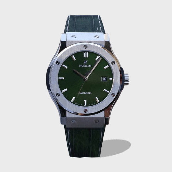 클래식 퓨전 티타늄 그린 다이얼 러버 스트랩 / JJ 542.NX.8970.LR / 42mm / 맞춤형 HUB 11 자동 기계식 무브먼트