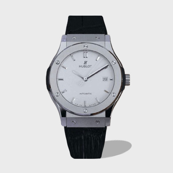 클래식 퓨전 티타늄 화이트 다이얼 러버 스트랩 / JJ 542.NX.2611.LR / 42mm / 맞춤형 HUB 11 자동 기계식 무브먼트