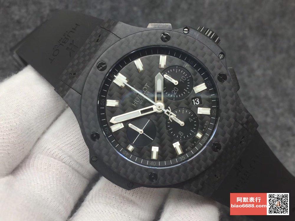 빅뱅 크로노그래프 카본 파이버 블랙 러버 스트랩 / V6 301.QX.1724.RX.1204 / 44mm / 맞춤형 4100 크로노그래프 기계식 무브먼트