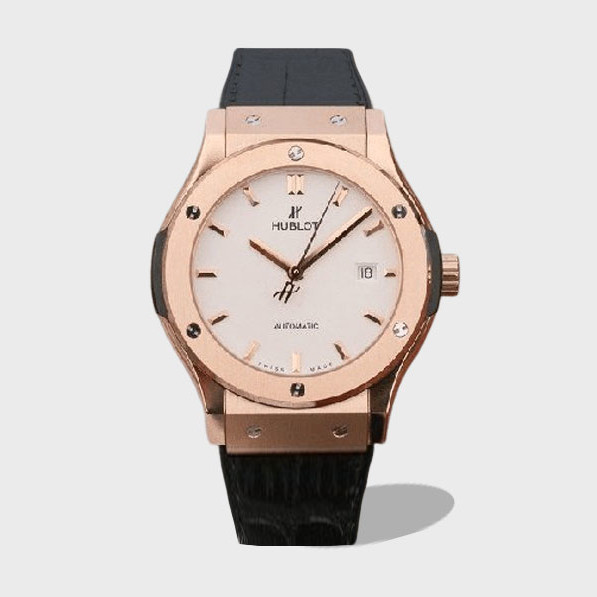 클래식 퓨전 킹 골드 화이트 다이얼 러버 스트랩 / JJ 542.OX.2611.LR / 42mm / 맞춤형 HUB 11 자동 기계식 무브먼트