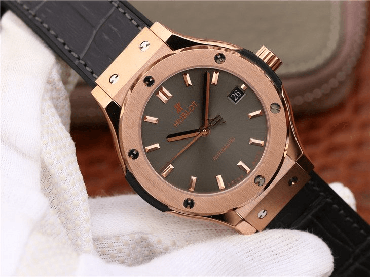 클래식 퓨전 킹 골드 레이싱 그레이 다이얼 러버 스트랩 / JJ 542.OX.7081.LR / 42mm / 맞춤형 HUB 11 자동 기계식 무브먼트