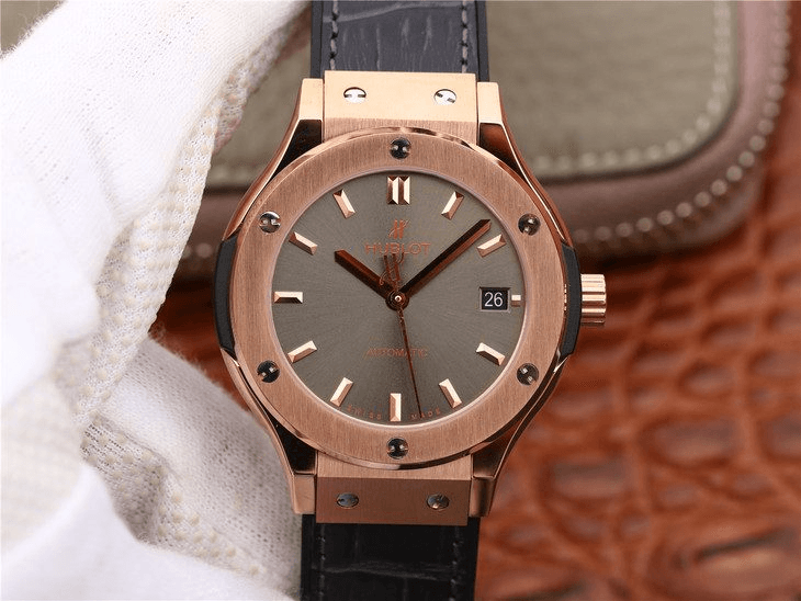 클래식 퓨전 킹 골드 레이싱 그레이 다이얼 러버 스트랩 / JJ 542.OX.7081.LR / 42mm / 맞춤형 HUB 11 자동 기계식 무브먼트