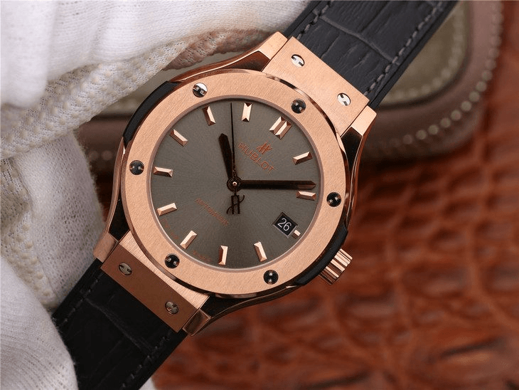 클래식 퓨전 킹 골드 레이싱 그레이 다이얼 러버 스트랩 / JJ 542.OX.7081.LR / 42mm / 맞춤형 HUB 11 자동 기계식 무브먼트