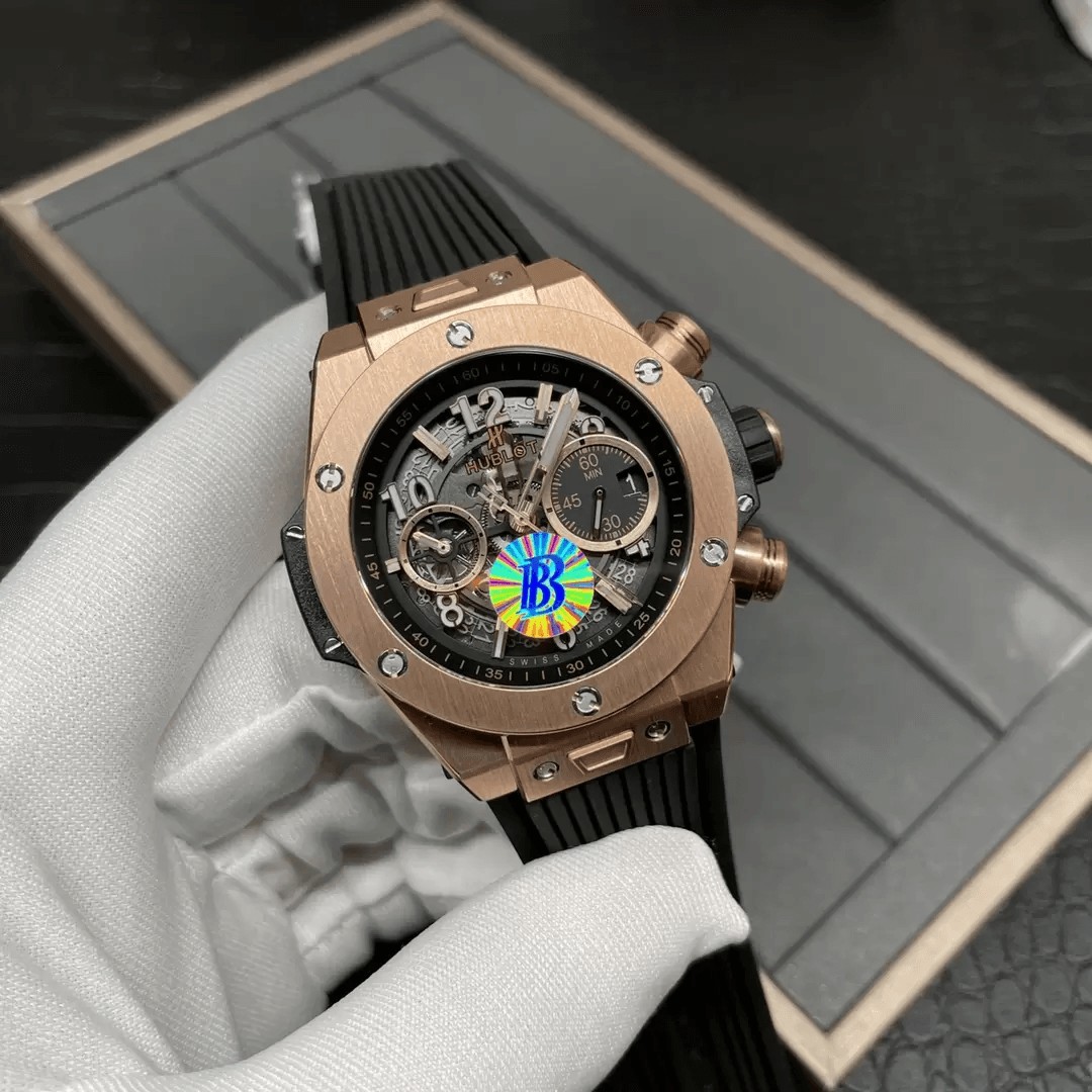 빅뱅 크로노그래프 로즈골드 블랙 러버 스트랩 / BBF 421.OX.1170.RX / 42mm / 최고퀄 공장, HUB1280 무브
