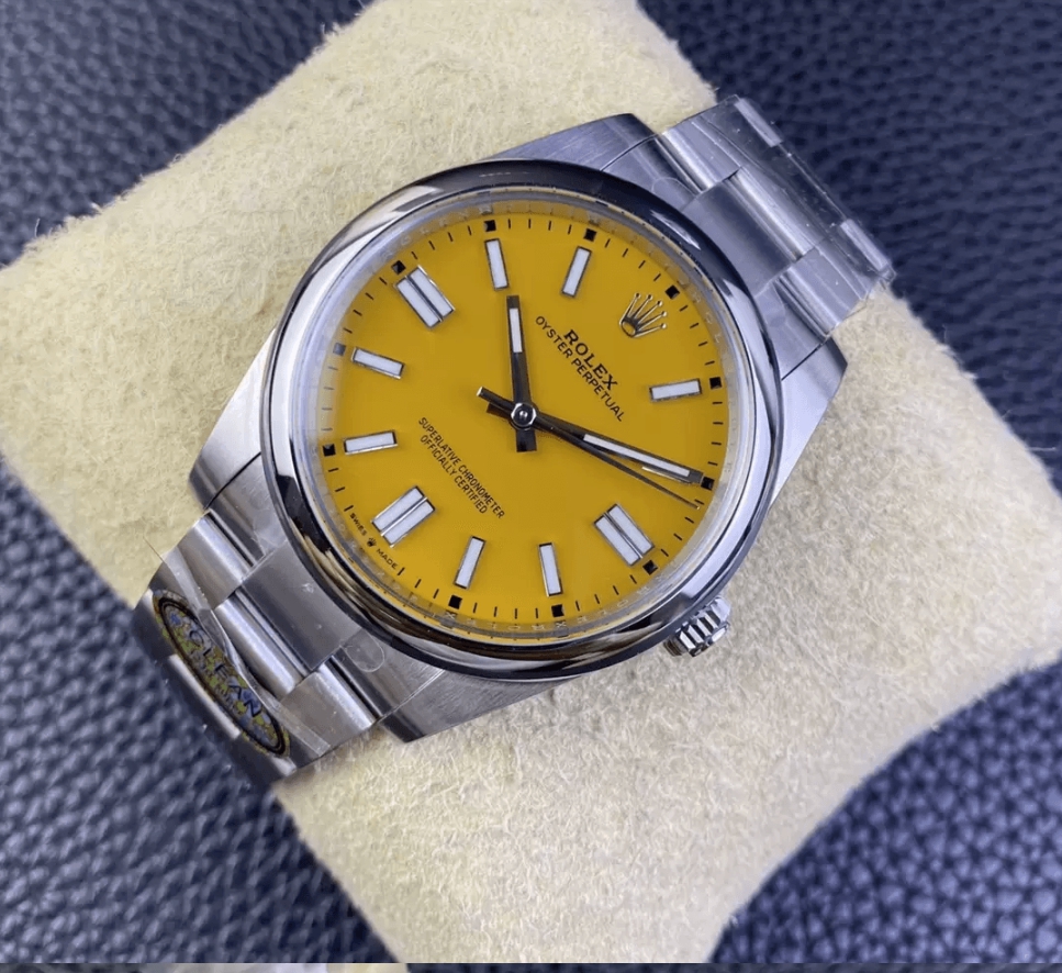 오이스터 퍼페츄얼 옐로우 다이얼 바인덱스 SS 브레이슬릿 / CLEAN 124300 / 41mm / 28800vph의 Asian Super Clone 3230 자동 무브먼트, VR3230