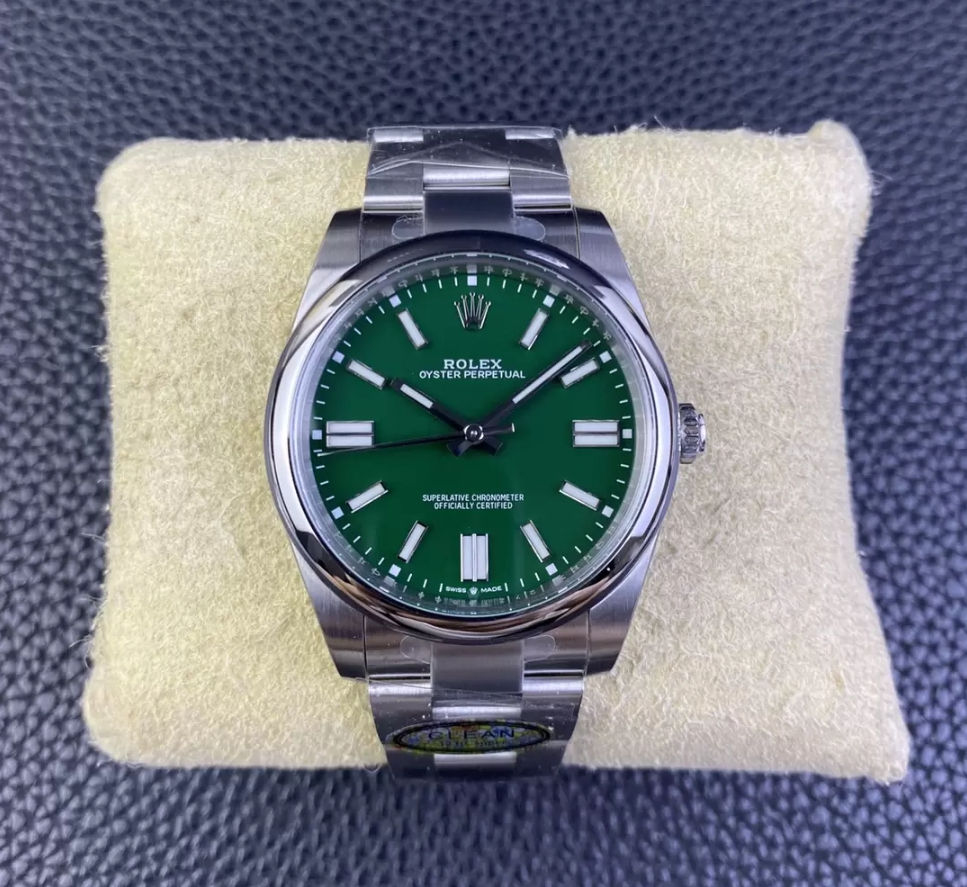 오이스터 퍼페츄얼 그린 다이얼 바인덱스 SS 브레이슬릿 / CLEAN 124300 / 41mm / 28800vph의 Asian Super Clone 3230 자동 무브먼트, VR3230