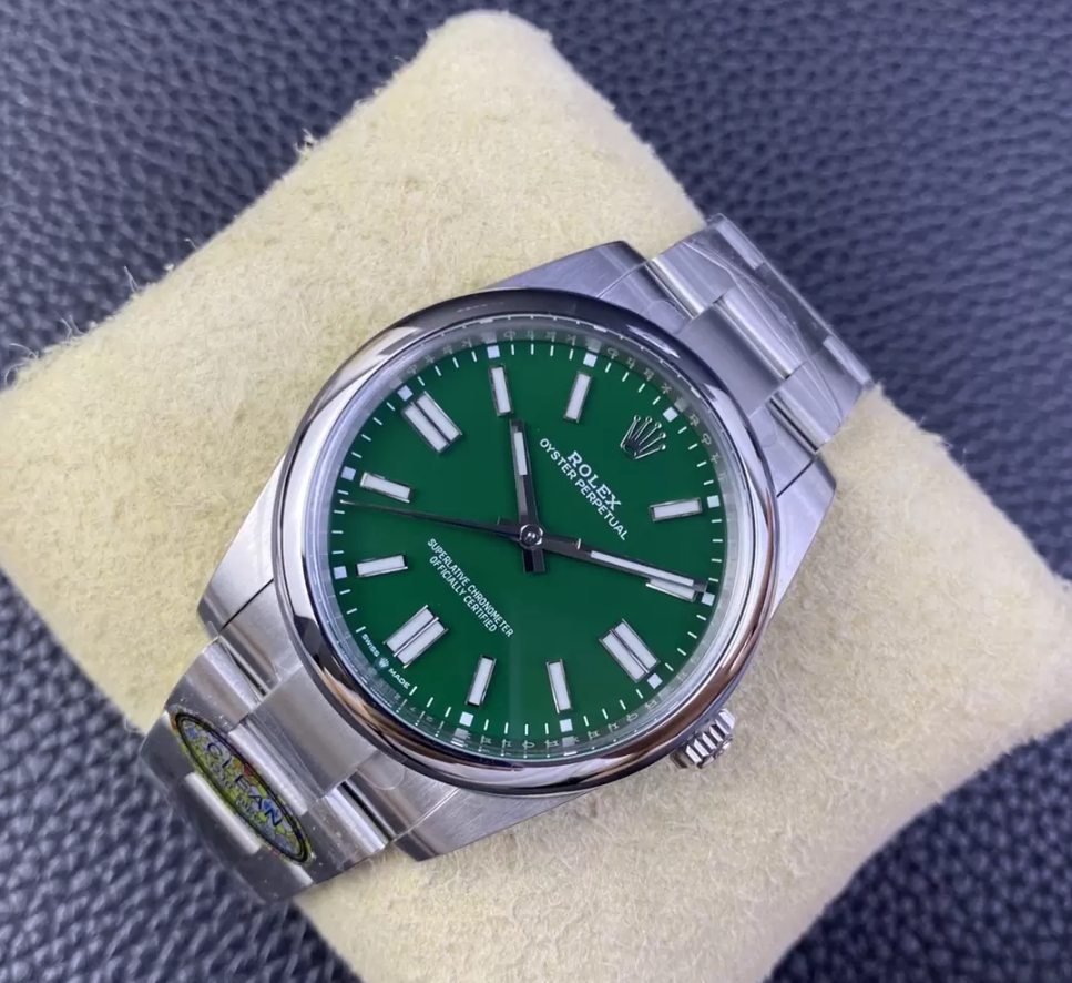 오이스터 퍼페츄얼 그린 다이얼 바인덱스 SS 브레이슬릿 / CLEAN 124300 / 41mm / 28800vph의 Asian Super Clone 3230 자동 무브먼트, VR3230