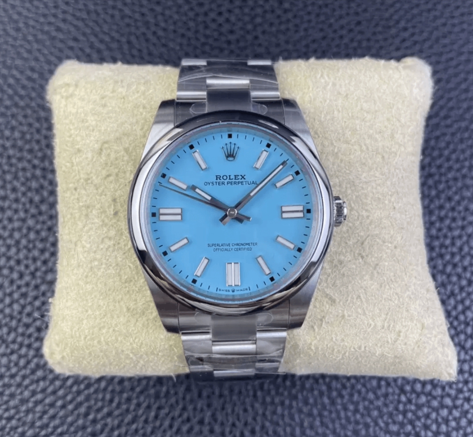 오이스터 퍼페츄얼 터콰이즈 블루다이얼 바인덱스 SS 브레이슬릿 / CLEAN 124300 / 41mm / 28800vph의 Asian Super Clone 3230 자동 무브먼트, VR3230