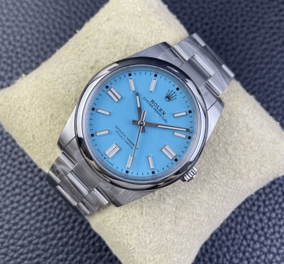 오이스터 퍼페츄얼 터콰이즈 블루다이얼 바인덱스 SS 브레이슬릿 / CLEAN 124300 / 41mm / 28800vph의 Asian Super Clone 3230 자동 무브먼트, VR3230