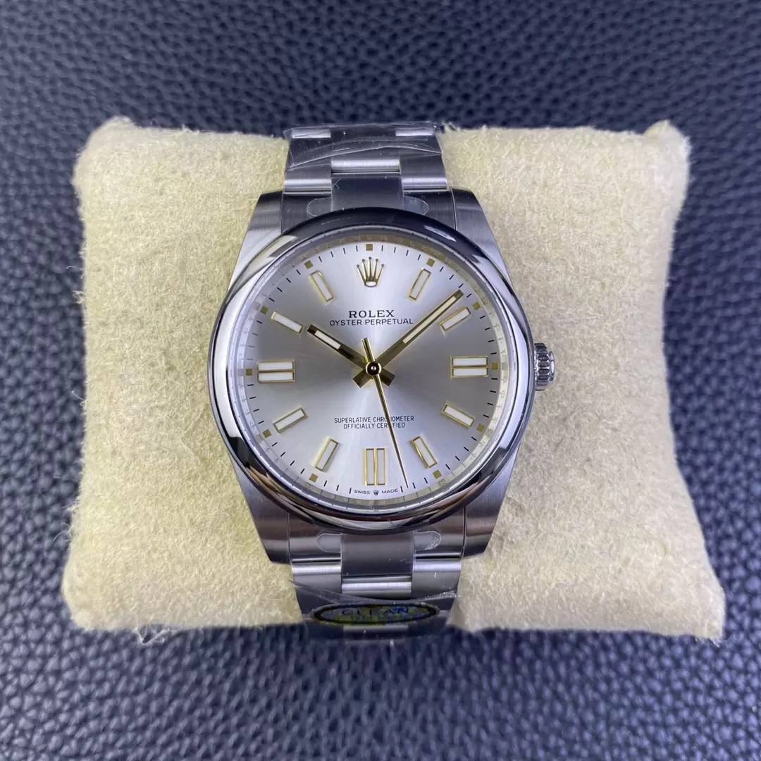 오이스터 퍼페츄얼 실버 다이얼 바인덱스 SS 브레이슬릿 / CLEAN 124300 / 41mm / 28800vph의 Asian Super Clone 3230 자동 무브먼트, VR3230
