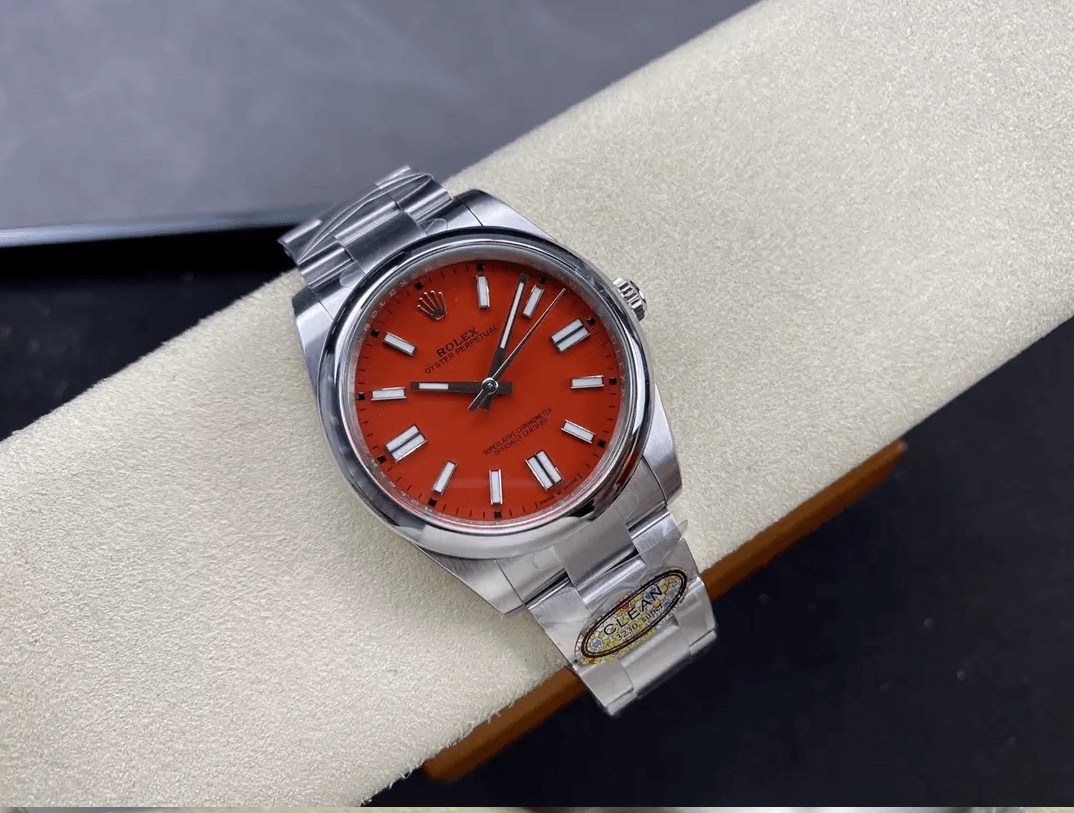 오이스터 퍼페츄얼 레드 다이얼 바인덱스 SS 브레이슬릿 / CLEAN 126000 / 36mm / 아시아 슈퍼 클론 신규 커스텀 3230 자동 무브먼트, 28800bph