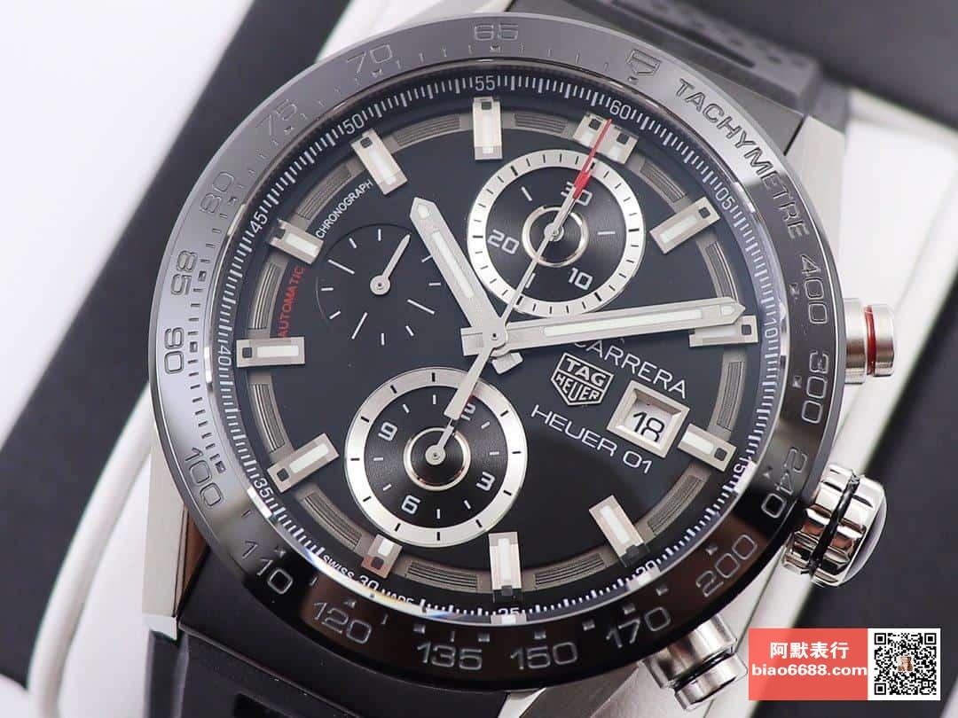 까레라 크로노그래프 "블랙 페이스 사이클론" 러버 스트랩 43mm/ XF CAR201Z.FT6046/ 커스텀 레플리카 칼리버 01 크로노그래프 자동 기계식 무브먼트/ 43mm/ 사파이어 거울