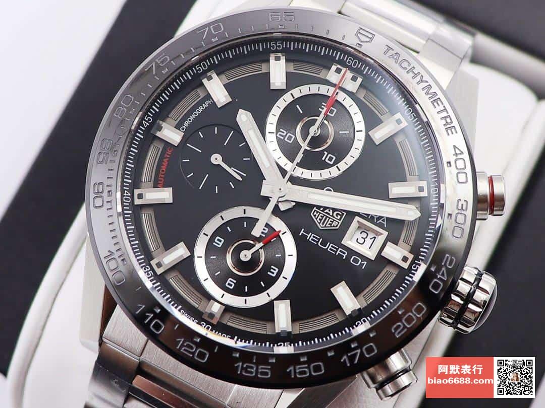 까레라 크로노그래프 "블랙 페이스 사이클론" SS 브레이슬릿 43mm/ XF CAR201Z.BA0714/ 커스텀 레플리카 칼리버 01 크로노그래프 자동 기계식 무브먼트/ 43mm/ 사파이어 거울