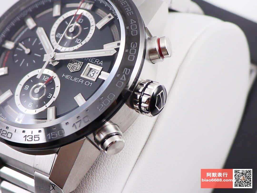 까레라 크로노그래프 "블랙 페이스 사이클론" SS 브레이슬릿 43mm/ XF CAR201Z.BA0714/ 커스텀 레플리카 칼리버 01 크로노그래프 자동 기계식 무브먼트/ 43mm/ 사파이어 거울