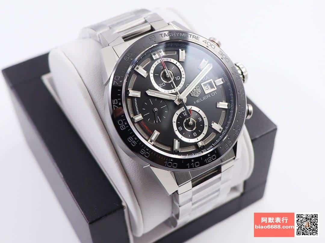 까레라 크로노그래프 "블랙 페이스 사이클론" SS 브레이슬릿 43mm/ XF CAR201Z.BA0714/ 커스텀 레플리카 칼리버 01 크로노그래프 자동 기계식 무브먼트/ 43mm/ 사파이어 거울