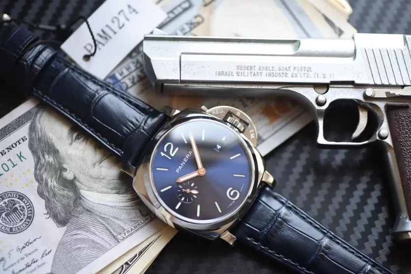 루미노르 블루 다이얼 레더 스트랩 / VS PAM01274 / 44mm / Svenpei 독점 무브먼트 P900, 송아지 가죽 스트랩