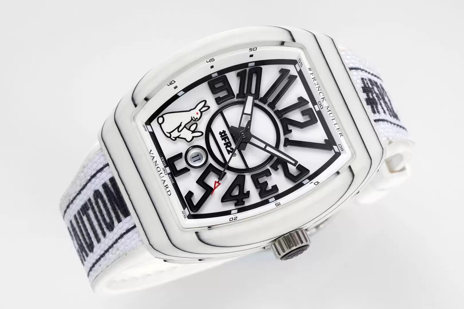 뱅가드 화이트 카본 파이버 화이트 다이얼 / ABF V45 SC DT / 44mm / 2824 무브먼트, 44mm x 54mm x 13.5mm