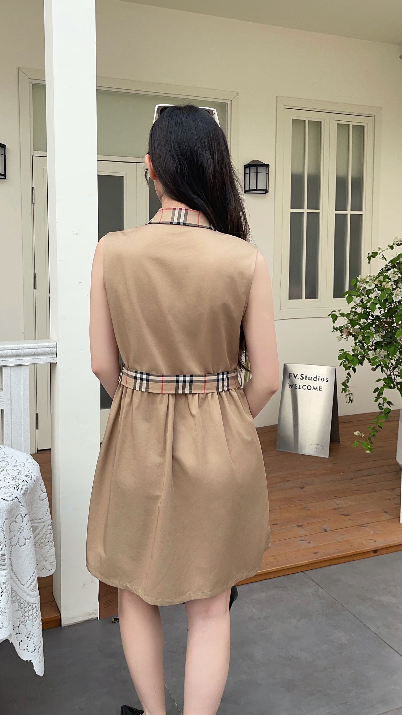 하계 체크 칼라 원피스