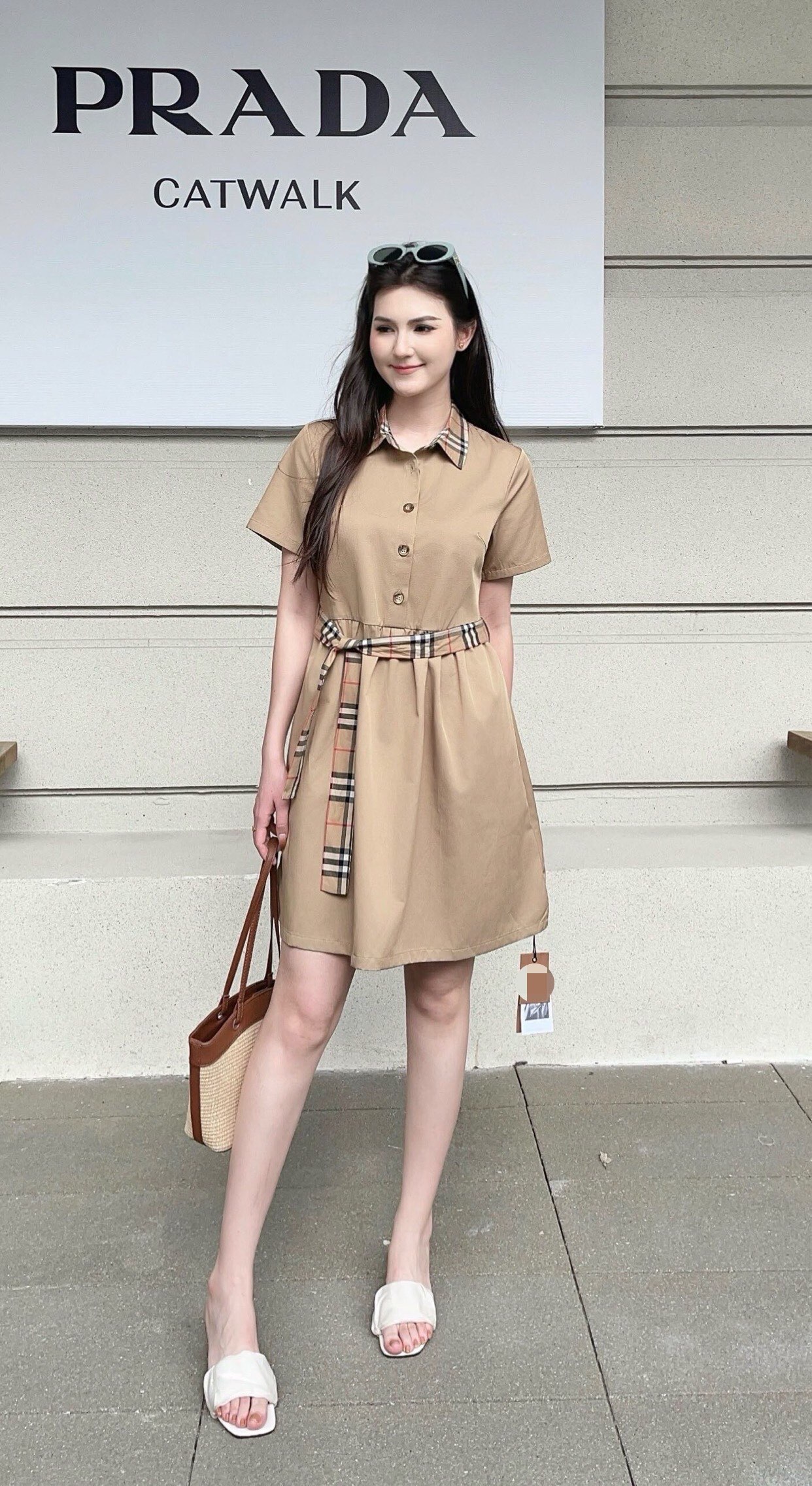 하계 체크 칼라 원피스