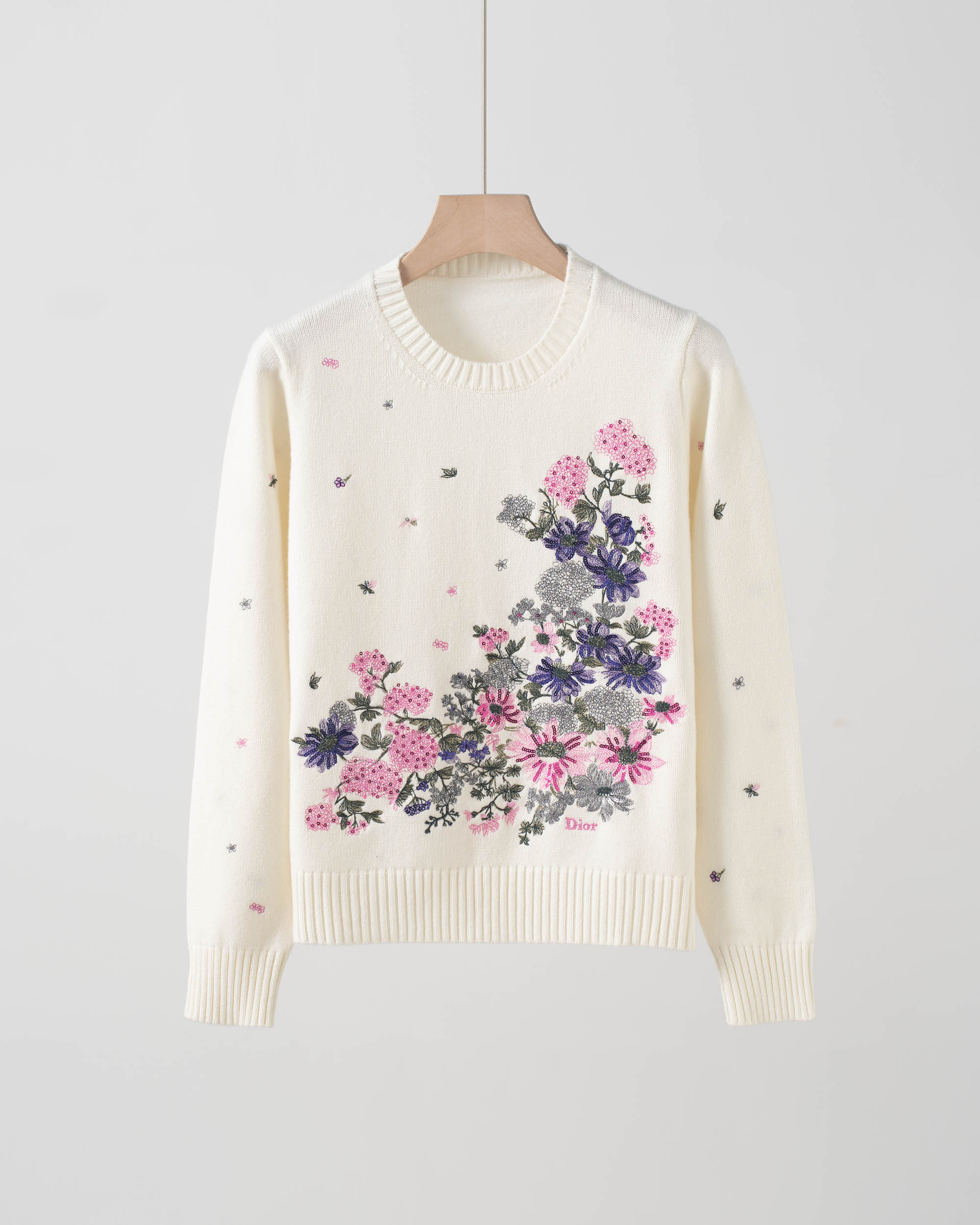 디올 자수 긴팔 티셔츠