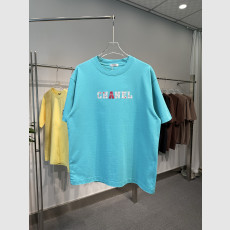 레터링 자수 패치 워싱 디테일 라운드넥 반팔 티셔츠